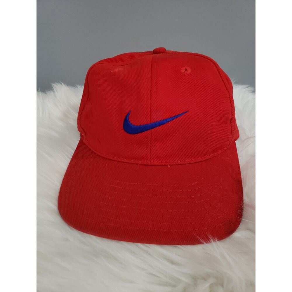 Vintage 90s Nike Basketball Center Swoosh Large Logo White‎ Tag Snapback Hat Cap
